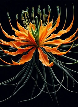 Botanical baseline — flame lily reference on black