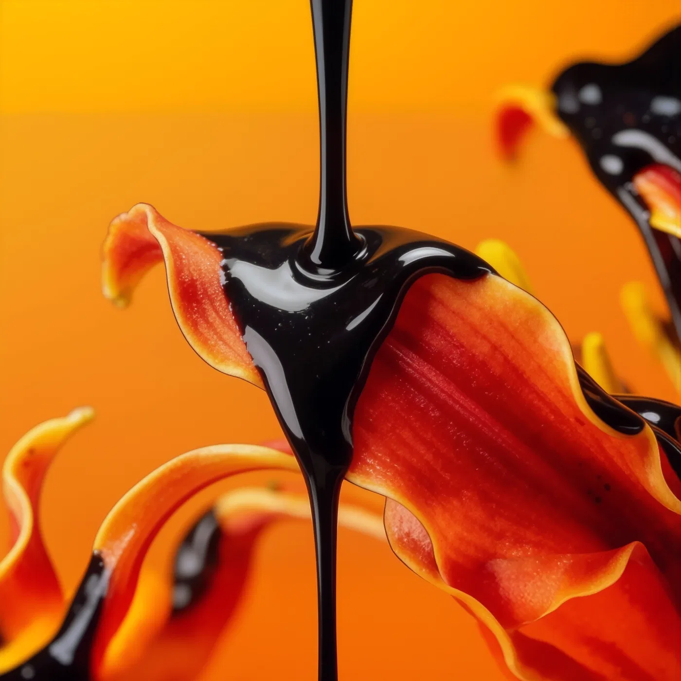 Macro study of a controlled black pour